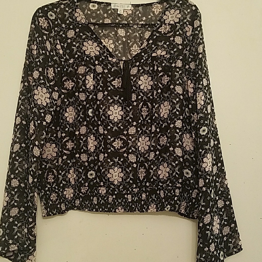 Love Fire brand sheer cropped top.